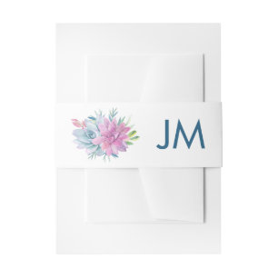 Watercolor Succulents Monogram Wedding Invitation Belly Band