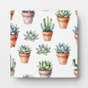 Watercolor Succulents Pattern Plaque