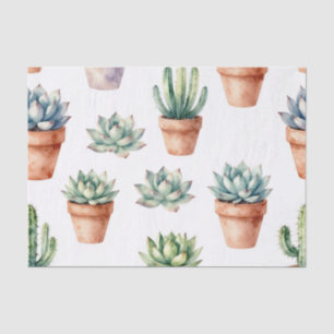 Watercolor Succulents Pattern Tissue Paper