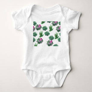 Watercolor Succulents Seamless Pattern Design Baby Bodysuit