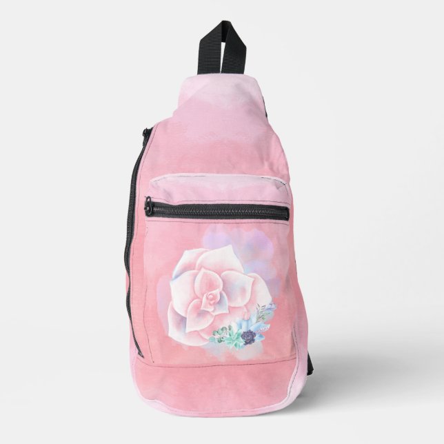 Watercolor Succulents  Sling Bag (Front)