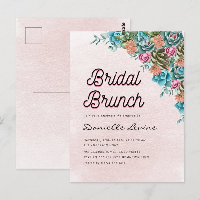 Watercolor Succulents Summer Baby Shower Welcome Postcard (Front/Back)