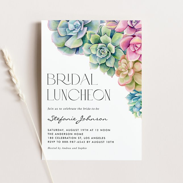 Watercolor Succulents Summer Bridal Luncheon Invitation (Creator Uploaded)