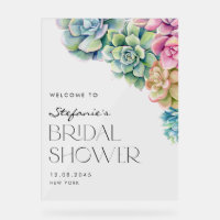 Watercolor Succulents Summer Bridal Shower Welcome