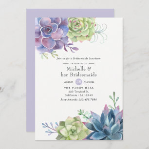 Watercolor Succulents Wedding Bridesmaids Luncheon Invitation