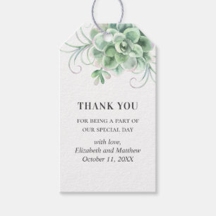 Watercolor succulents wedding. Cactus thank you Gift Tags