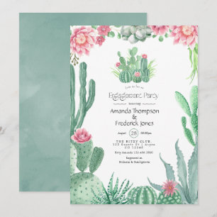Watercolor Succulents Wedding Engagement Party Invitation