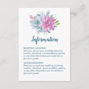 Watercolor Succulents Wedding Information Cards