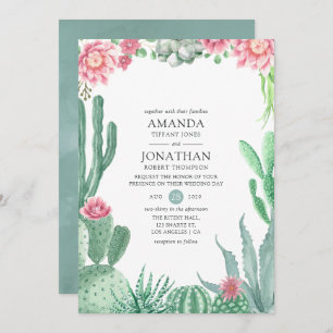 Watercolor Succulents Wedding Invitation