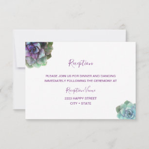 Watercolor Succulents Wedding Invitation Reception