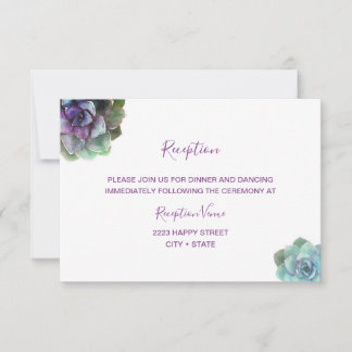 Watercolor Succulents Wedding Invitation Reception
