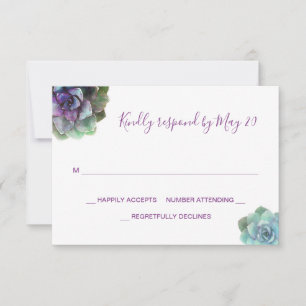 Watercolor Succulents Wedding Invitation RSVP Card