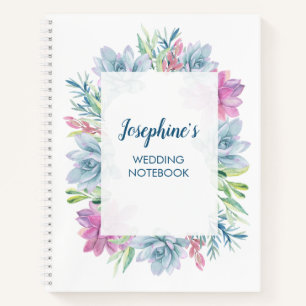 Watercolor Succulents Wedding Notebook