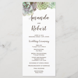 Watercolor Succulents | Wedding Program