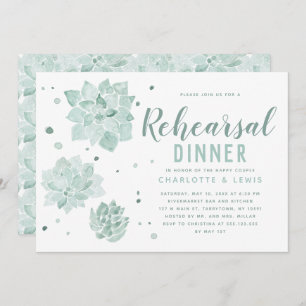 Watercolor Succulents Wedding Rehearsal Dinner Invitation