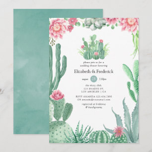 Watercolor Succulents Wedding Shower Invitation