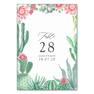 Watercolor Succulents Wedding Table Number