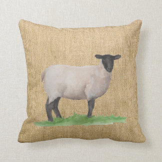 Watercolor Suffolk Sheep Cushion