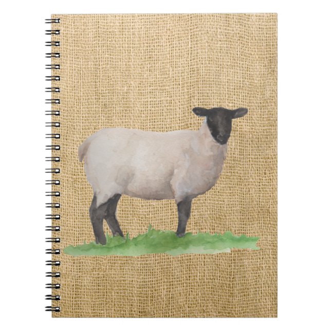 Watercolor Suffolk Sheep Notebook (Front)