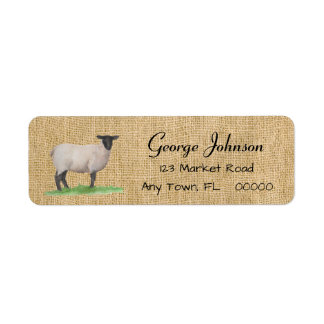 Watercolor Suffolk Sheep Return Address Label