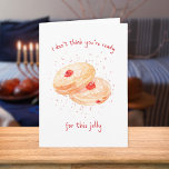 Watercolor Sufganiyot Jelly Doughnut Funny Hanukka Holiday Card<br><div class="desc">Looking for a Hanukkah card as unique as your celebrations? This playful sufganiyot design is a feast for the eyes and the spirit! Featuring hand-painted watercolor jelly doughnuts and the witty phrase "I don’t think you’re ready for this jelly, " it’s the perfect blend of humour and charm. The dotted...</div>