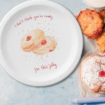 Watercolor Sufganiyot Jelly Doughnut Funny Hanukka Paper Plate<br><div class="desc">Serve up your Hanukkah treats in style with these playful sufganiyot-themed paper plates! Featuring hand-painted watercolor jelly doughnuts and the cheeky phrase "I don’t think you’re ready for this jelly, " these plates add humour and charm to any holiday table. The dotted background and bold red lettering bring a festive...</div>
