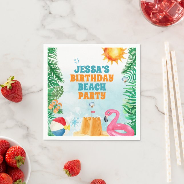 Watercolor Summer Beach Party Napkin (Insitu)
