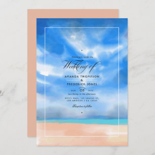 Watercolor Summer Beach Wedding Invitation