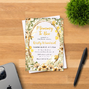 Watercolor Summer Bees and Flowers Baby Shower Acrylic Invitations