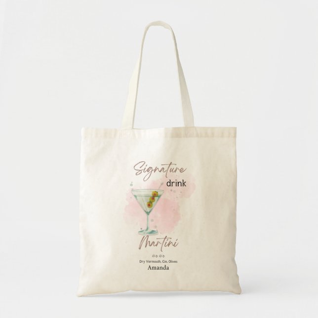 Watercolor Summer Cocktail Tote Bag (Front)