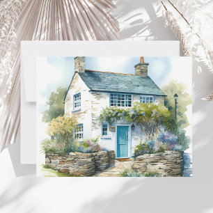 Watercolor Summer English Country Cottage Card