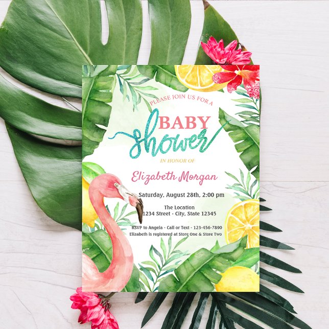 Watercolor Summer Flamingo Baby Shower  Invitation (Creator Uploaded)