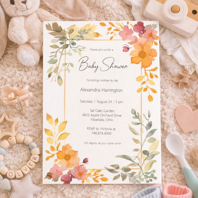 Watercolor Summer Floral Baby Shower  Invitation (Creator Uploaded)
