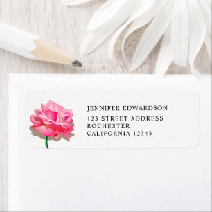 Watercolor summer floral pink rose return address label