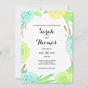 Watercolor Summer Flowers Wedding Invitation