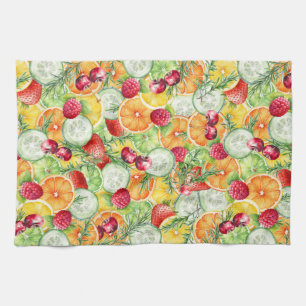 Watercolor Summer Fruit Tea Towel