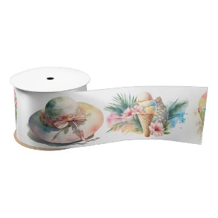 Watercolor Summer Fun Stuff Satin Ribbon