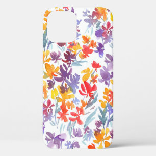 Watercolor summer meadow flowers seamless pattern iPhone 12 case