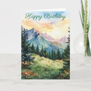 Watercolor Summer Mountain Card
