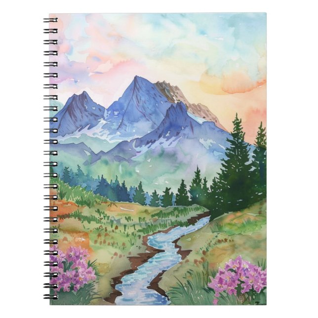 Watercolor Summer Mountain Notebook (Front)