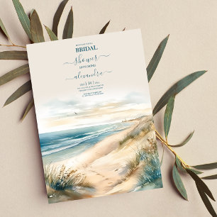 Watercolor Summer Ocean Beach Wedding Invitation