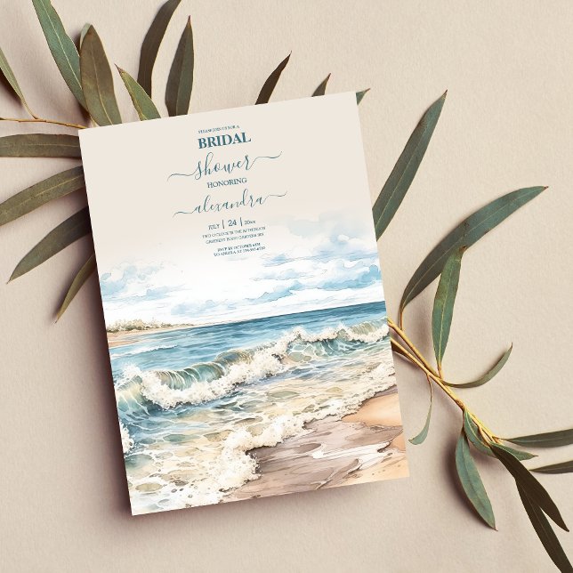 Watercolor Summer Ocean Beach Wedding Invitation (Creator Uploaded)