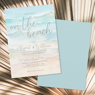 Watercolor Summer On The Beach Wedding Invitation