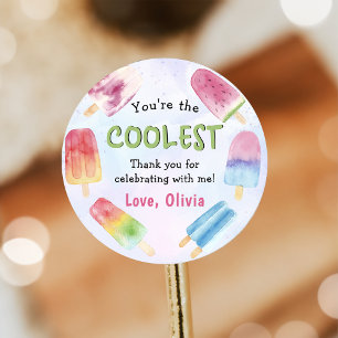Watercolor Summer Popsicle Birthday Sticker