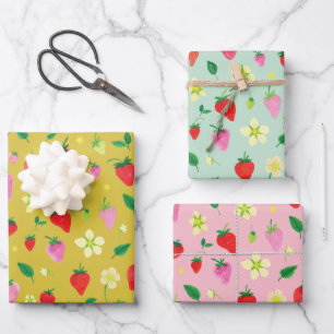 Watercolor Summer Strawberries Gift Wrap
