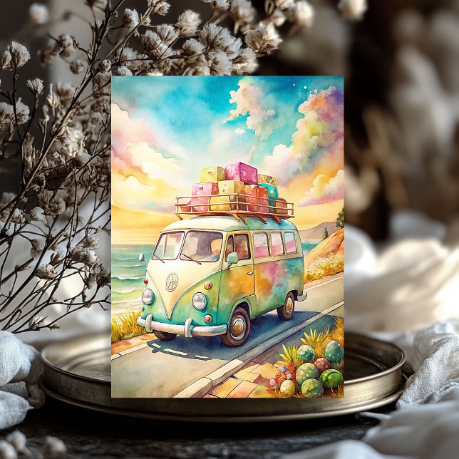 Watercolor summer travel vacation retro bus tissue paper (Watercolor summer travel vacation retro bus tissue paper)