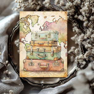 Watercolor summer vacation retro suitcases tissue paper