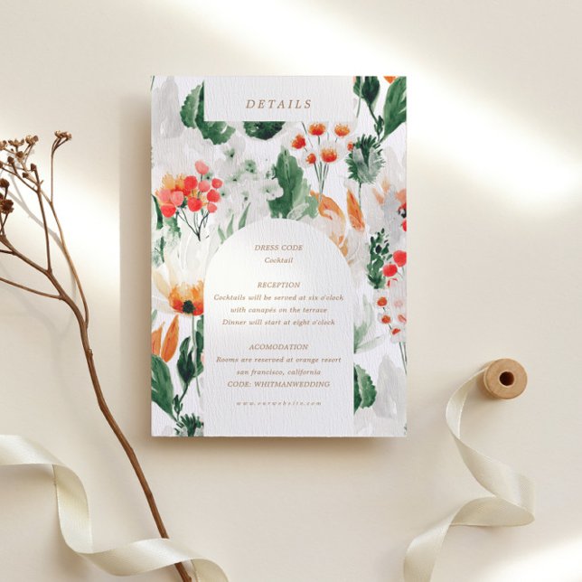 Watercolor Summer Wildflowers Reception Details Enclosure Card (Creator Uploaded)