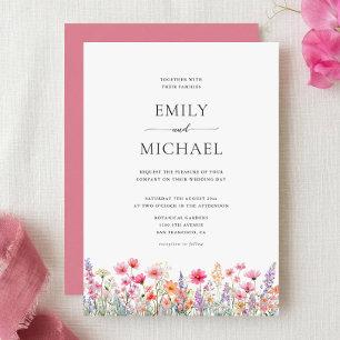 Watercolor Summer Wildflowers Wedding Invitation
