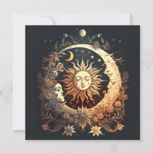 Watercolor Sun and Moon Celestial Card